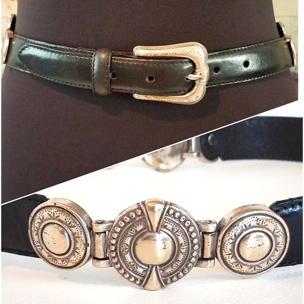 Fossil Western Medallion Black Leather Belt